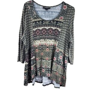 Chelsea 1X 22/24 Top Blouse Tunic EUC 3/4 Length Sleeves Pull Over EUC